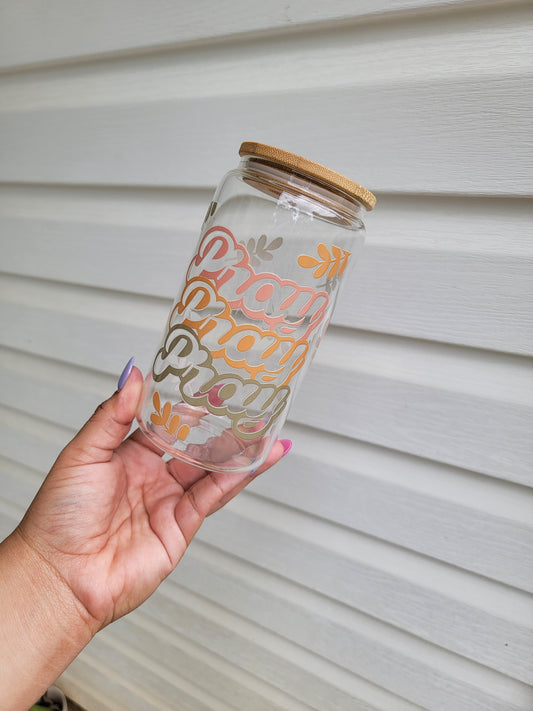 Pray  Clear 16oz Glass Cup